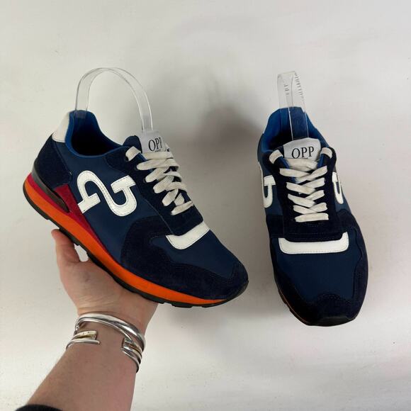 OPP France Athletic Shoes Women's 8 Blue Suede Lace-Up Low Top Running Sneakers - Picture 1 of 10